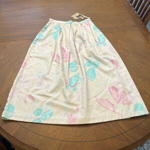 NWT 1980s Vintage Jonathan Martin Naturally Pleated Floral Midi Skirt size Small
